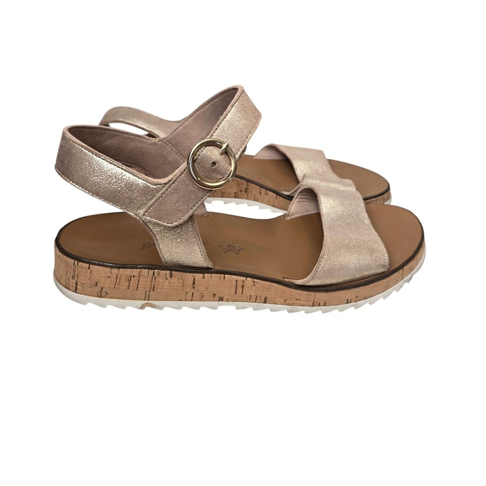 $375 Paul Green Tippi Metallic Leather Sandals W 8.5, Quiet Luxury Euro Chic
